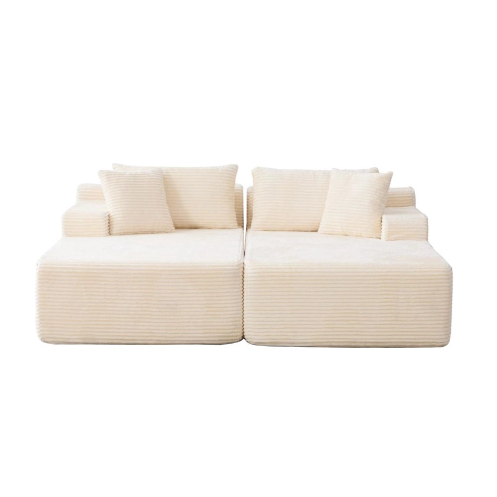 Divano modulare, divano compatto, divano in chenille, schiuma ad alta elasticità 30D, base antiscivolo, 2 posti, beige