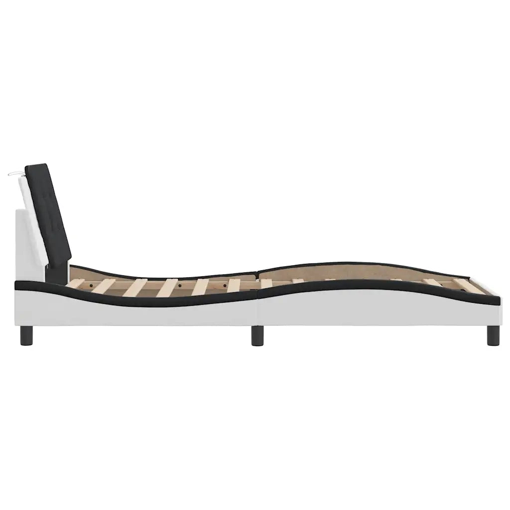 Giroletto senza Materasso-Struttura Letto Zadar Bianco e Nero 80x200 cm in Similpelle