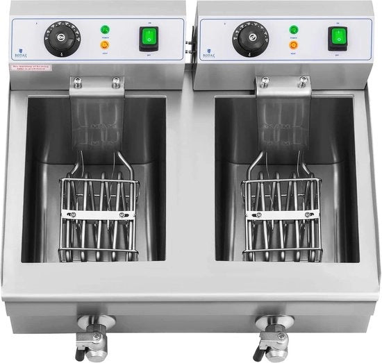 Friteuse Elettrica Professionale con Doppio Tanque 20L - Fritura in Acciaio Inossidabile per Cibo Perfettamente Fritto