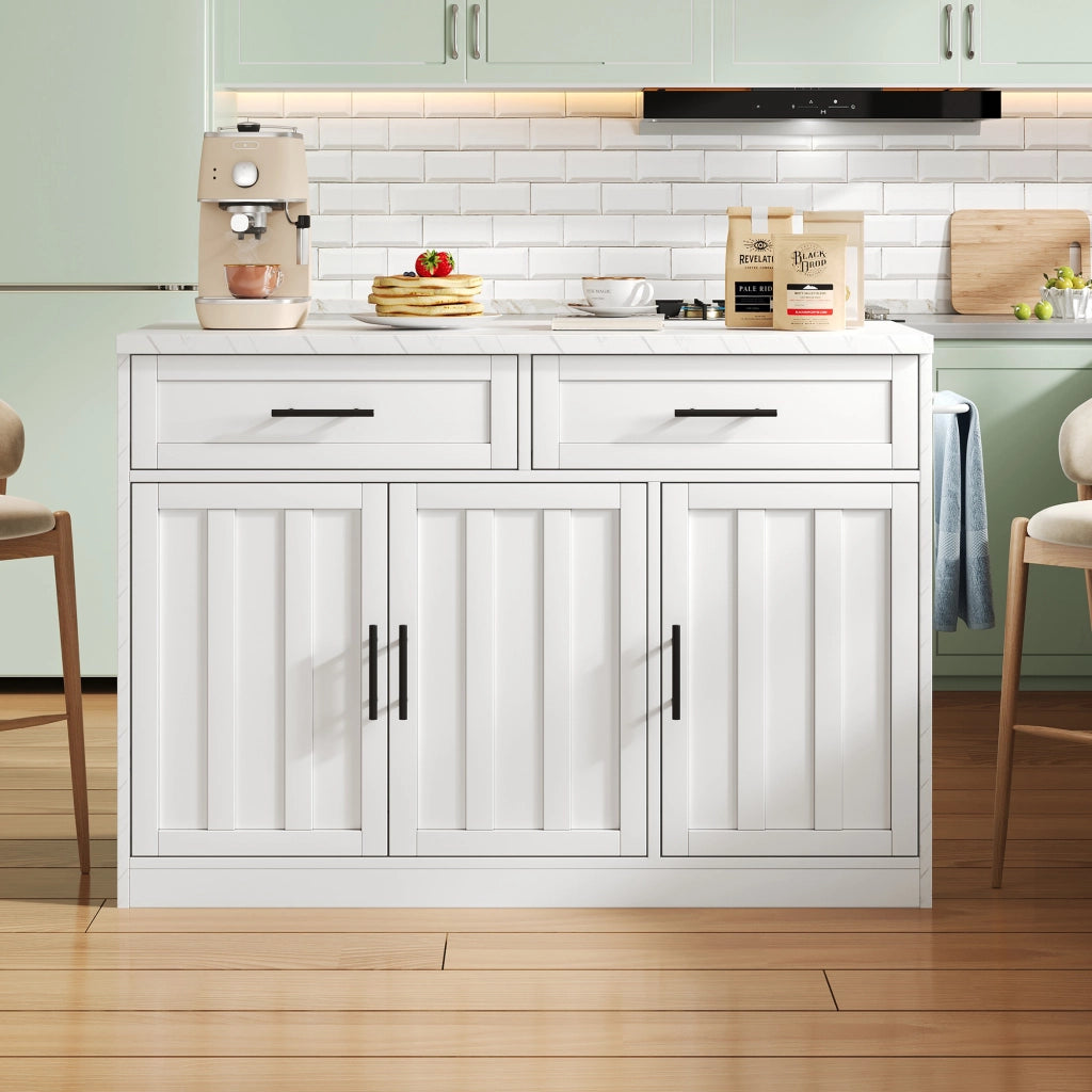 Mobile base da cucina con bancone; prese e USB; 2 cassetti; 3 ante con ripiani regolabili bianco 120 × 60 × 91 cm