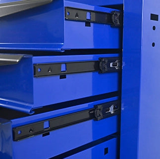 Carrello porta attrezzi mobile in acciaio con 5 cassetti e ruote, 60x33x77,5 cm, nero e blu