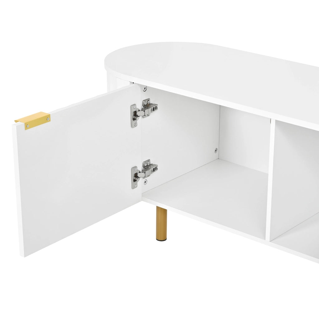 Mobile porta TV bianco da 170 cm in MDF con cinque ante scanalate