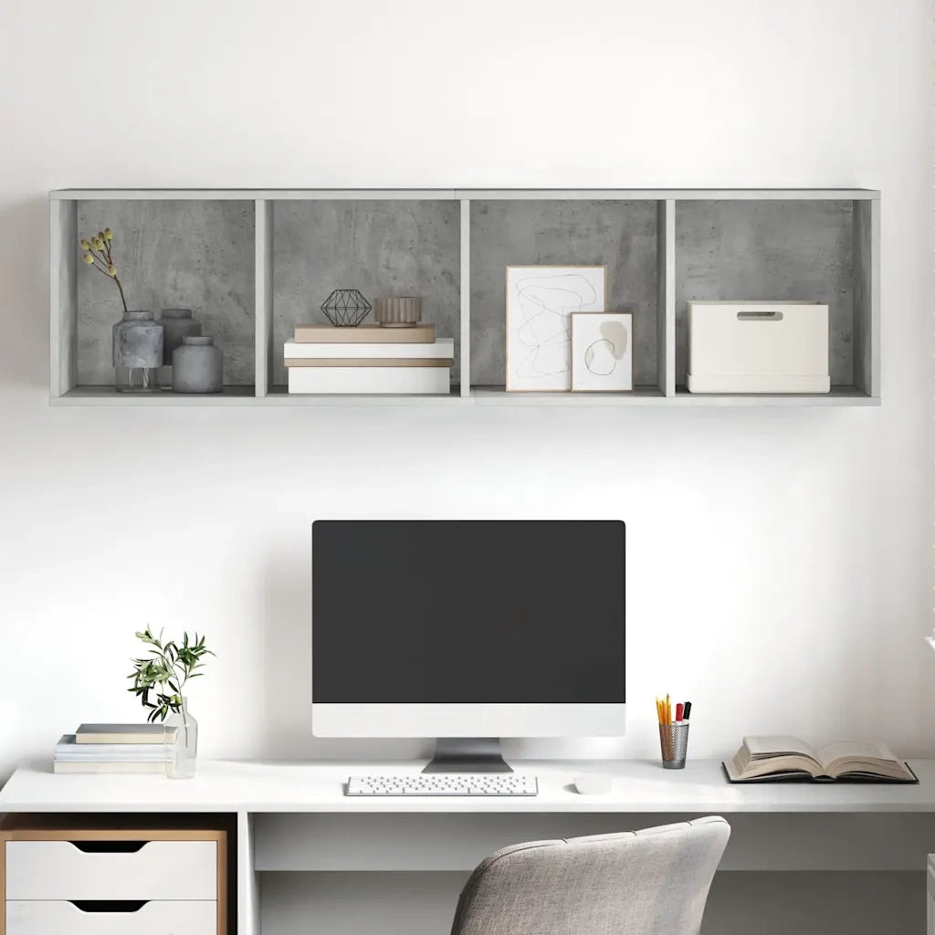 Mobile TV Parete Grigio Cemento 37x37x142,5cm Legno Multistrato