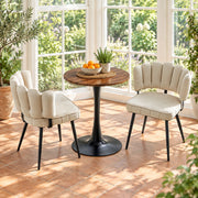 Set tavolo e 2 sedie 60 cm noce e nero; MDF e velluto - schienale a petalo