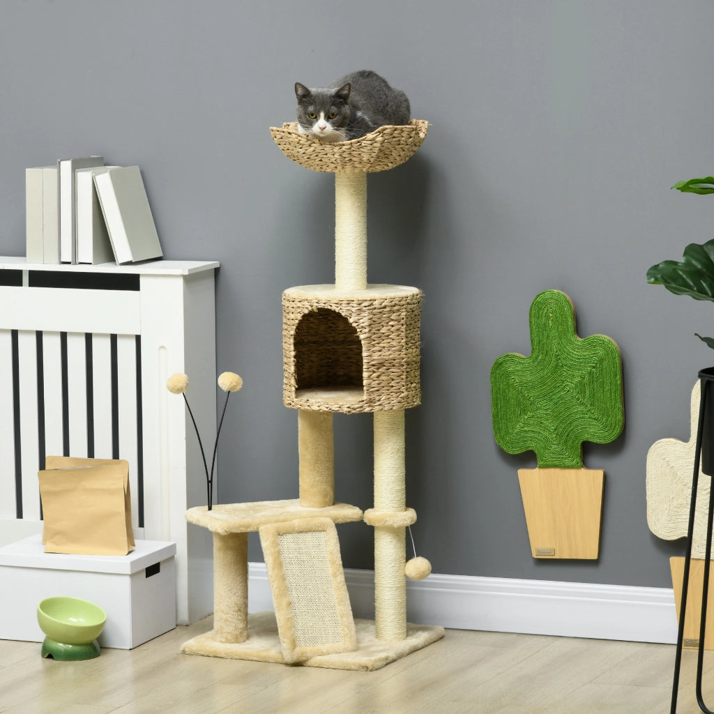 Arbre ¨¤ chat con paniere e piattaforme ¨C Minimal ¨C 116 cm beige