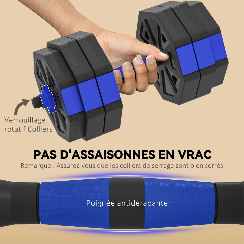 Set di manubri regolabile 30 kg kettlebell ¨C Minimal ¨C blu