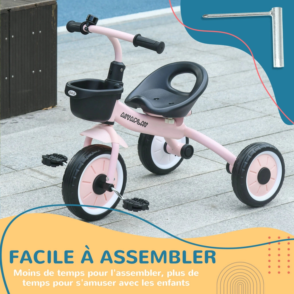 Triciclo Bambini con Campanello e Cestino ¨C Minimal ¨C Rosa