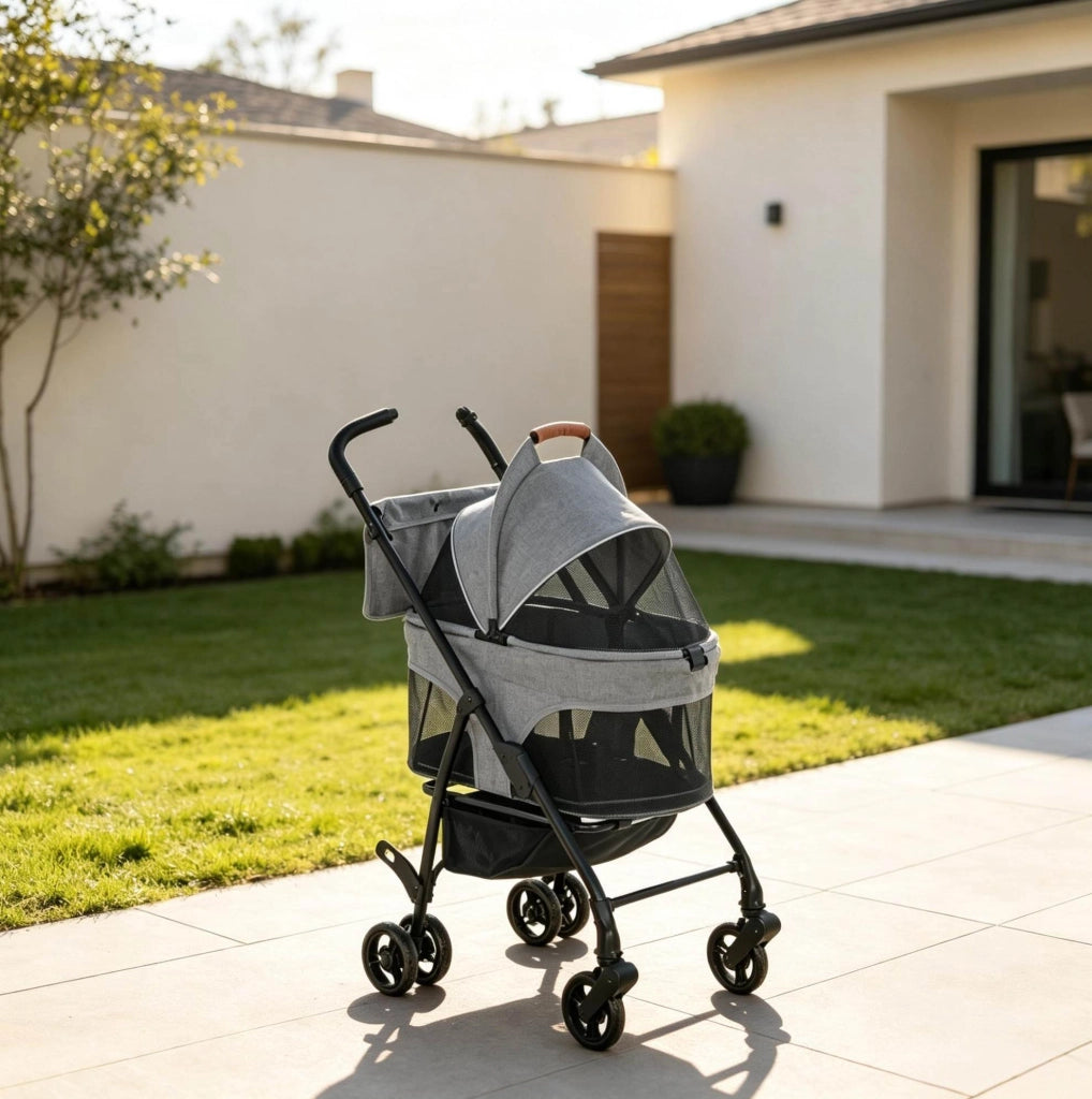 Passeggino per cani 69x47x101 cm in tessuto Oxford grigio, pieghevole -