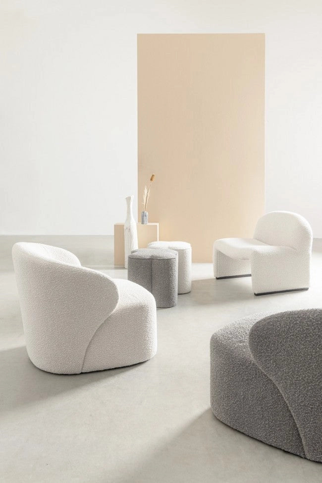 Pouf 40x40x45 cm Cointa in Bouclè Grigio