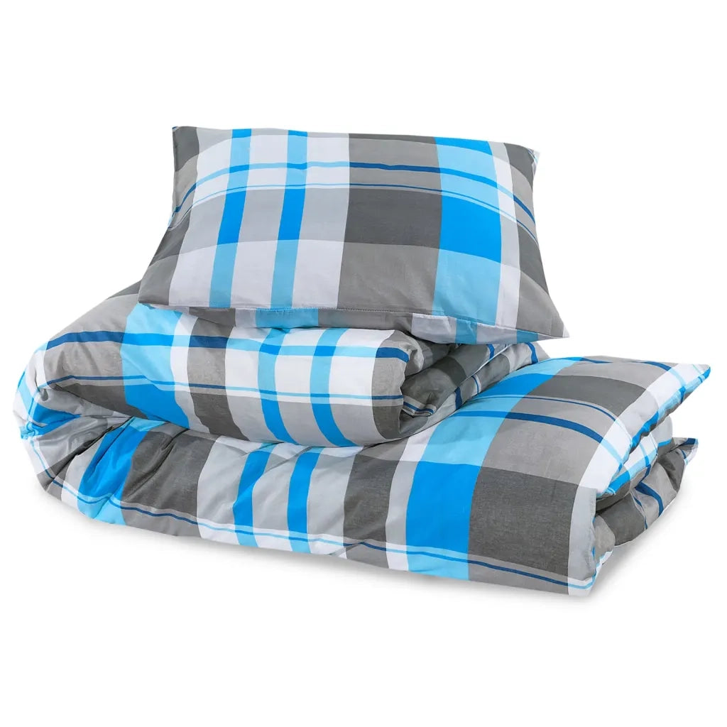 Set Copripiumino Blu e Grigio 200x200 cm in Cotone 136066