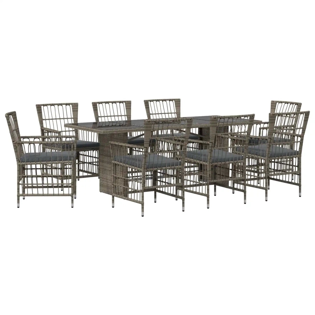 Set da pranzo per esterni 9 pz Grigio polyrattan 3448951