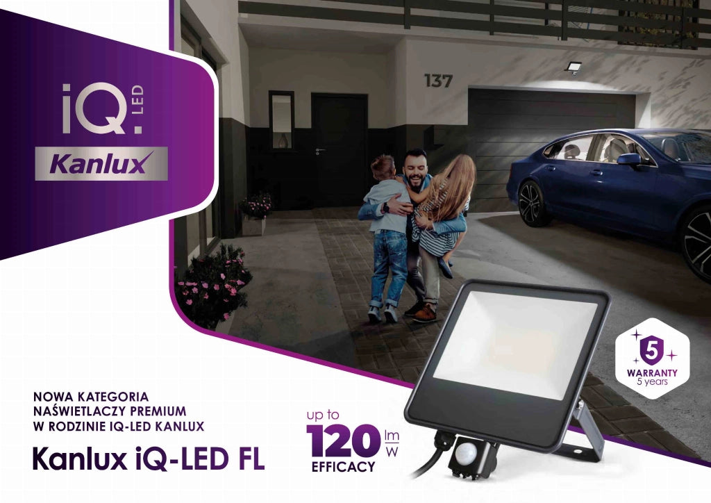 Faro LED esterno Kanlux iQ 30W 4000K IP44 sensore