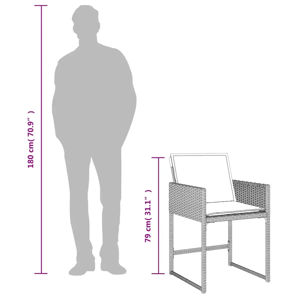 Set Pranzo da Giardino 5pz | Set Salotto da Giardino con Cuscini Grigio Chiaro Polyrattan