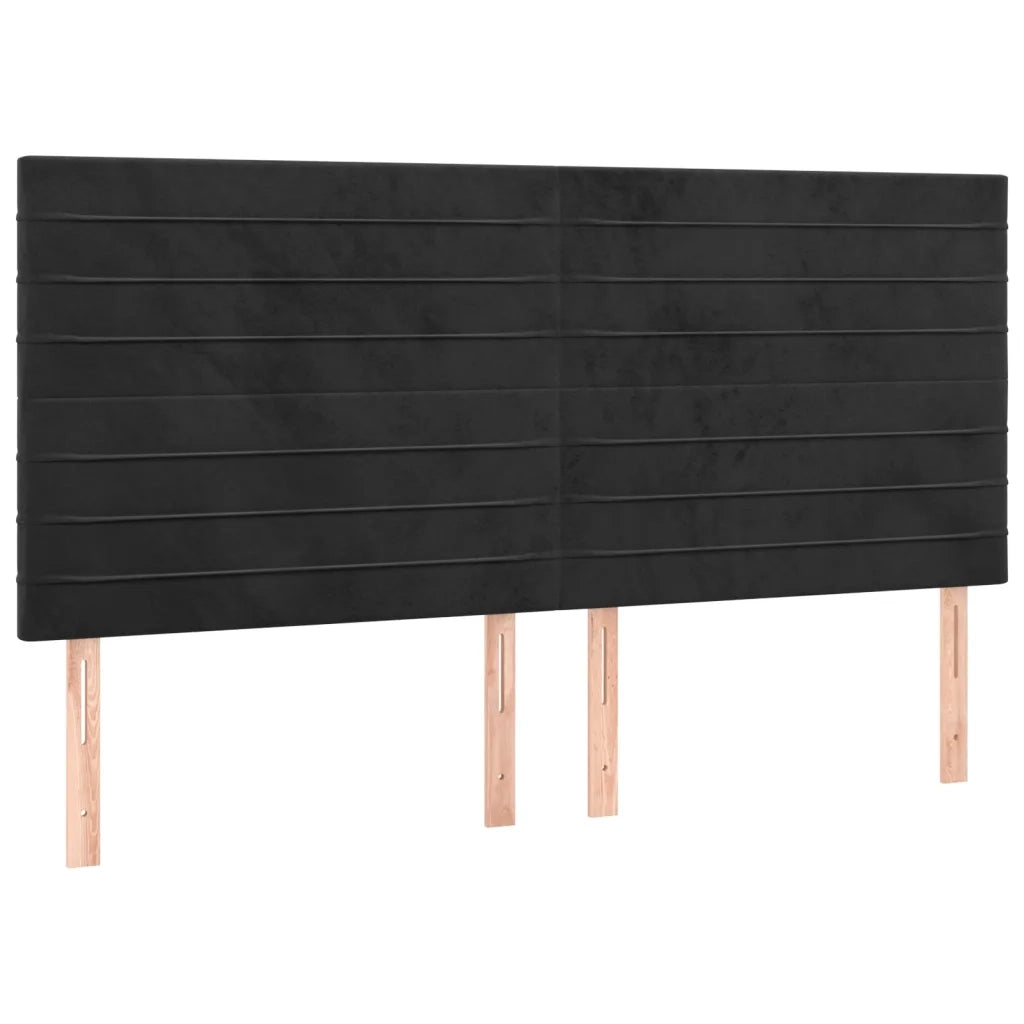 Testiera | Testata Nera 180x5x118/128 cm Velluto