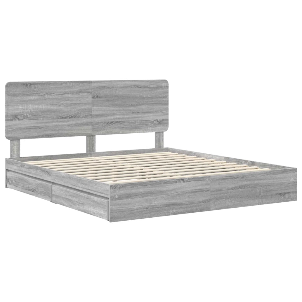 Letto con Contenitore con testiera Grigio Sonoma 180 x 200 cm 3412663