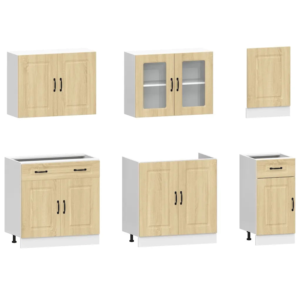 Set Mobili da Cucina 7 pz Kalmar Rovere Sonoma in Truciolato 3314734