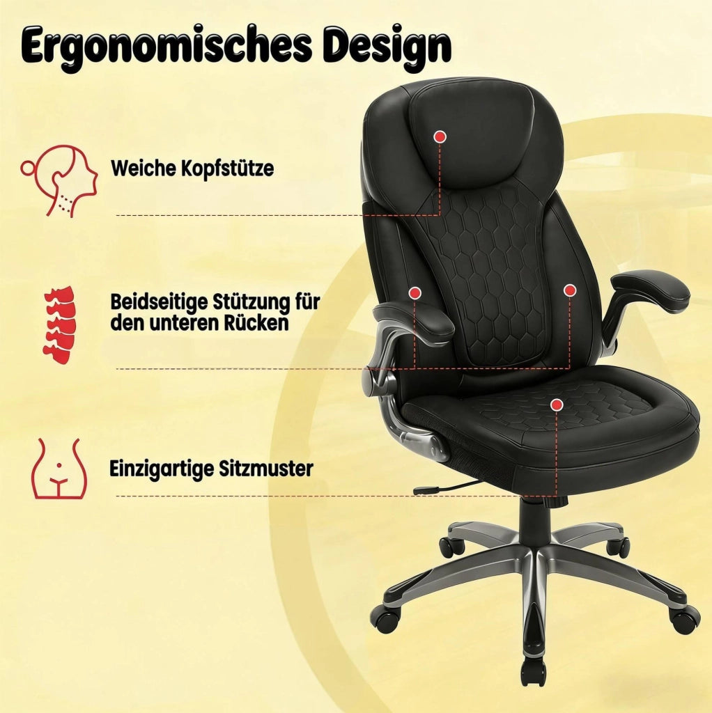 Sedia direzionale ergonomica con schienale alto e braccioli ribaltabili