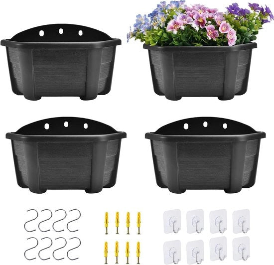 Pannelli per piante da parete in stile retro, 25 cm, 4 pezzi, per balcone, giardino e interni - colore moka