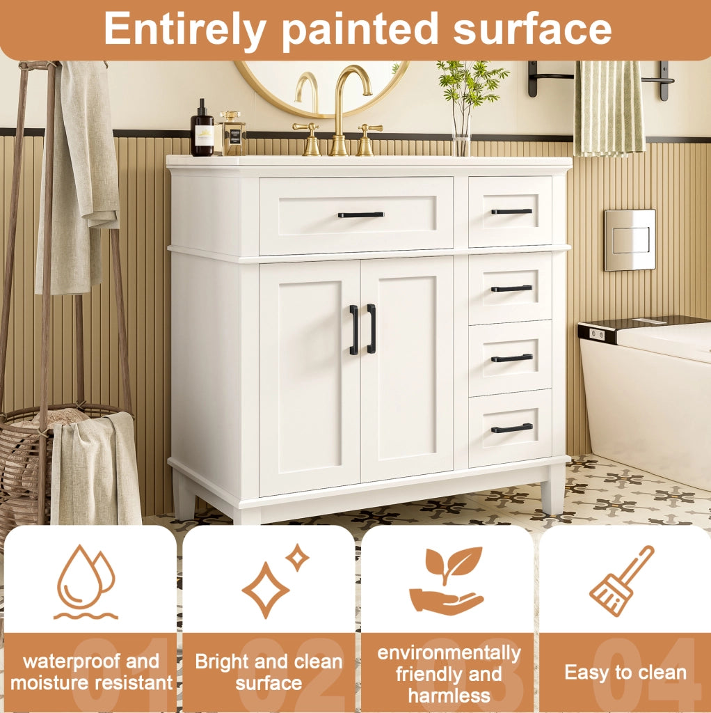 Mobile bagno bianco laccato 90x46x87 cm con lavabo in ceramica integrato e doppia anta