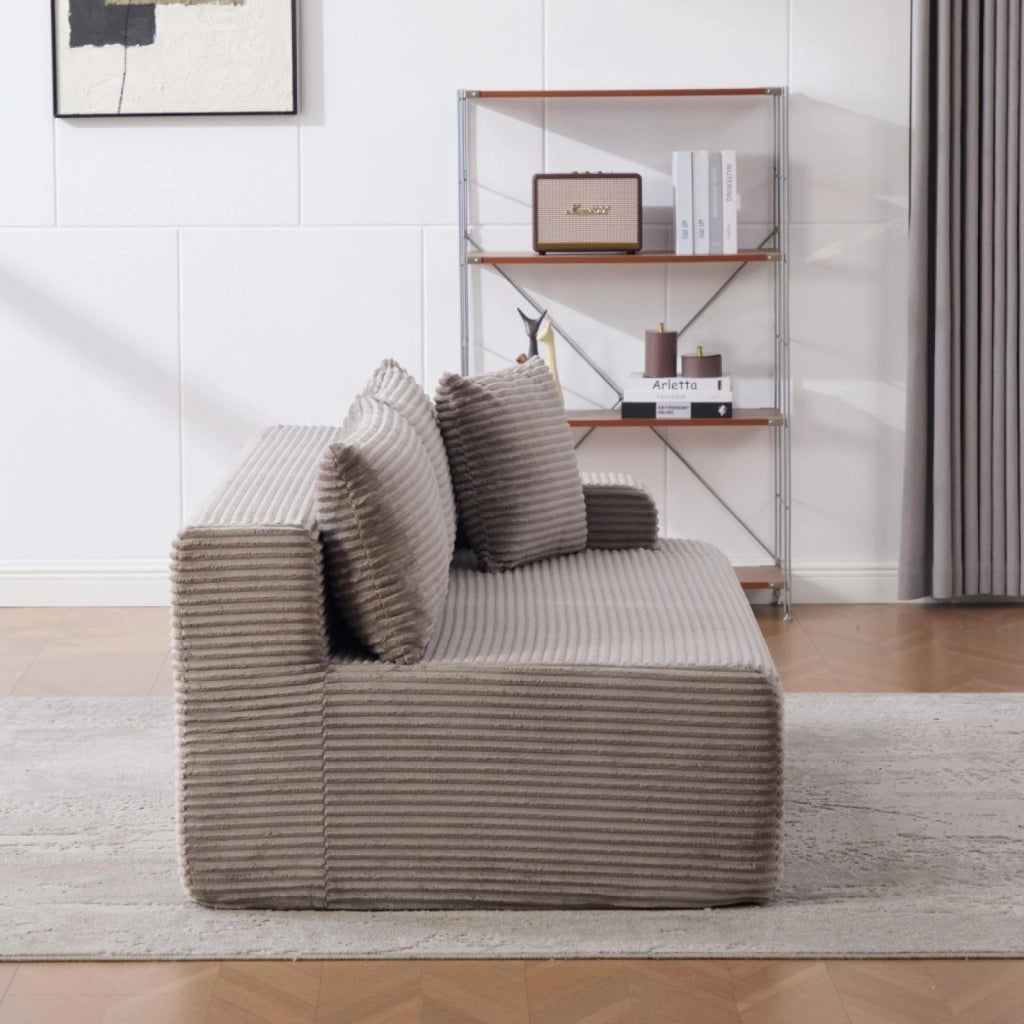 Divano modulare, divano compatto, tessuto chenille, schiuma ad alta elasticità 30D, base antiscivolo, 2 posti, grigio