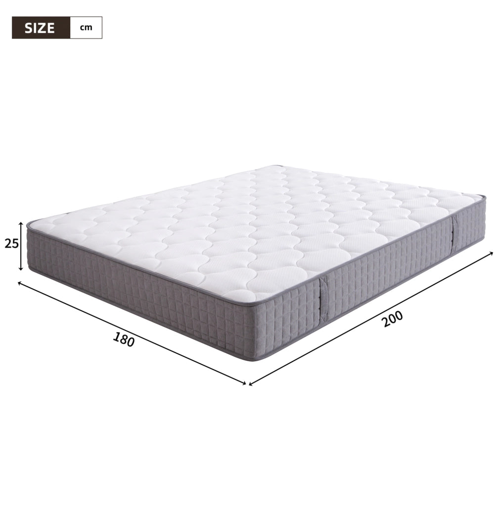Materasso matrimoniale a molle insacchettate 7 zone 25 cm; H3; bianco; 180x200 cm