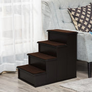 Scaletta per animali domestici in MDF marrone scuro con 4 tappeti rimovibili antiscivolo 40 × 59 × 54.2 cm