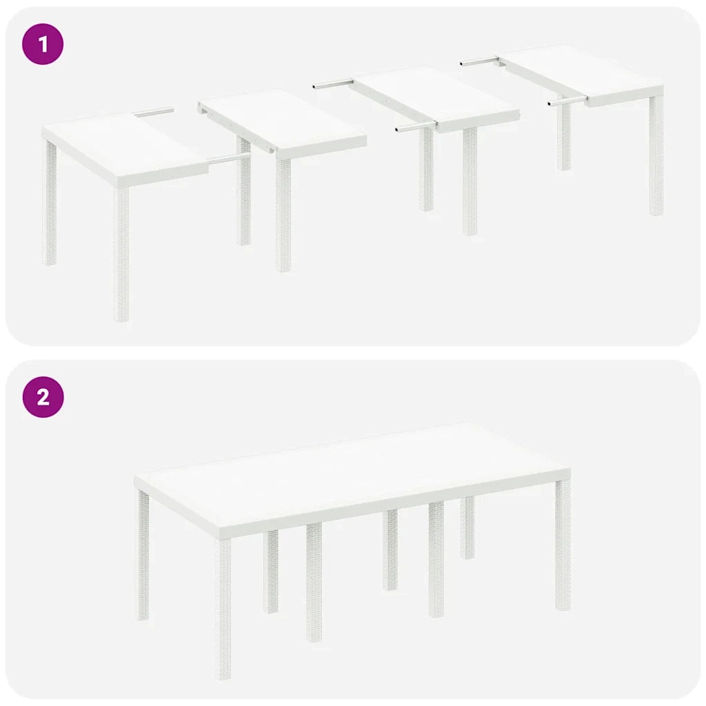 Set da Pranzo per Giardino 9 pcs Bianco Polipropilene 3378584