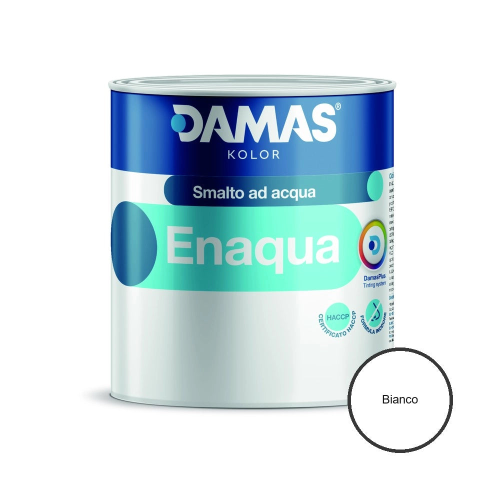 Damas enaqua opaco smalto acrilico all'acqua ferro legno pvc *** formato 0,750 lt, colore- bianco, confezione 1