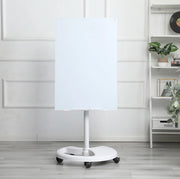 Lavagna Magnetica con Vetro Temperato 90x60 cm con Altezza e Inclinazione Regolabili, Base ABS con Ruote Bloccabili, Bianco