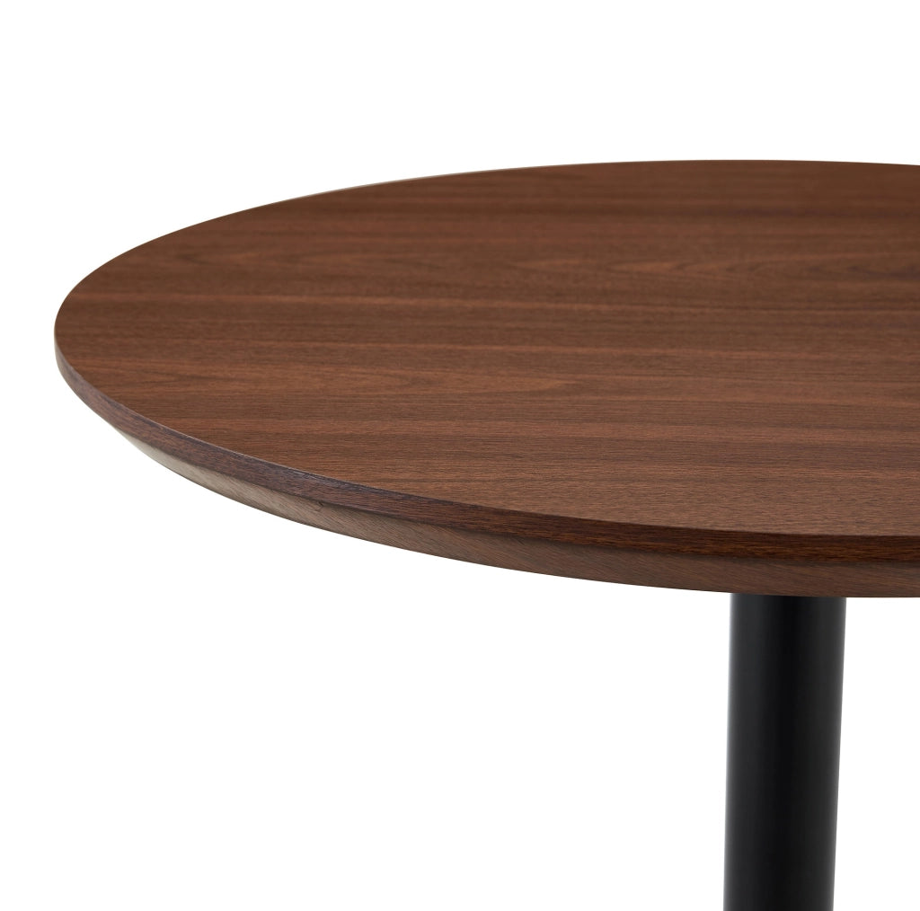 Tavolino rotondo regolabile in altezza 70 cm con ruote, colore noce, per casa, ufficio e caffè