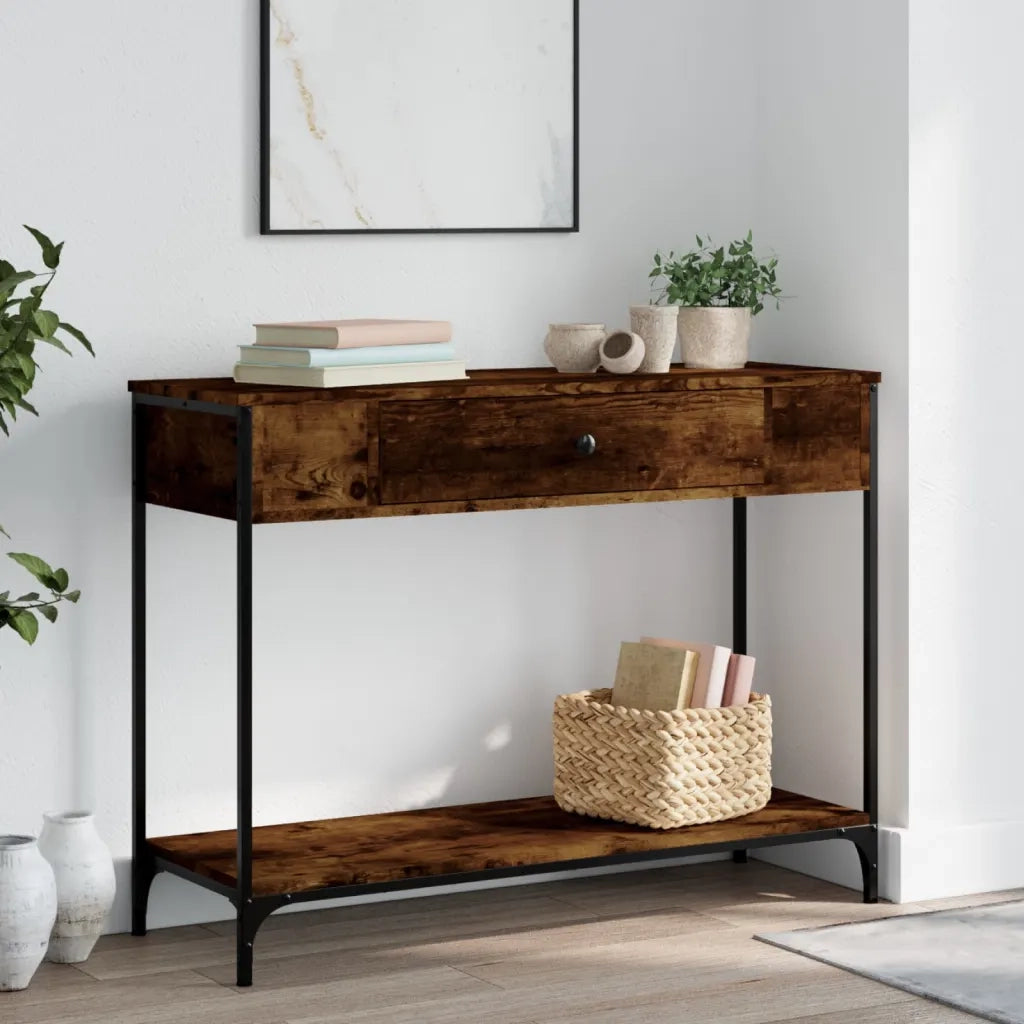 Tavolino Consolle | Tavolo d'Ingresso Rovere Fumo 100x34,5x75cm Legno Multistrato