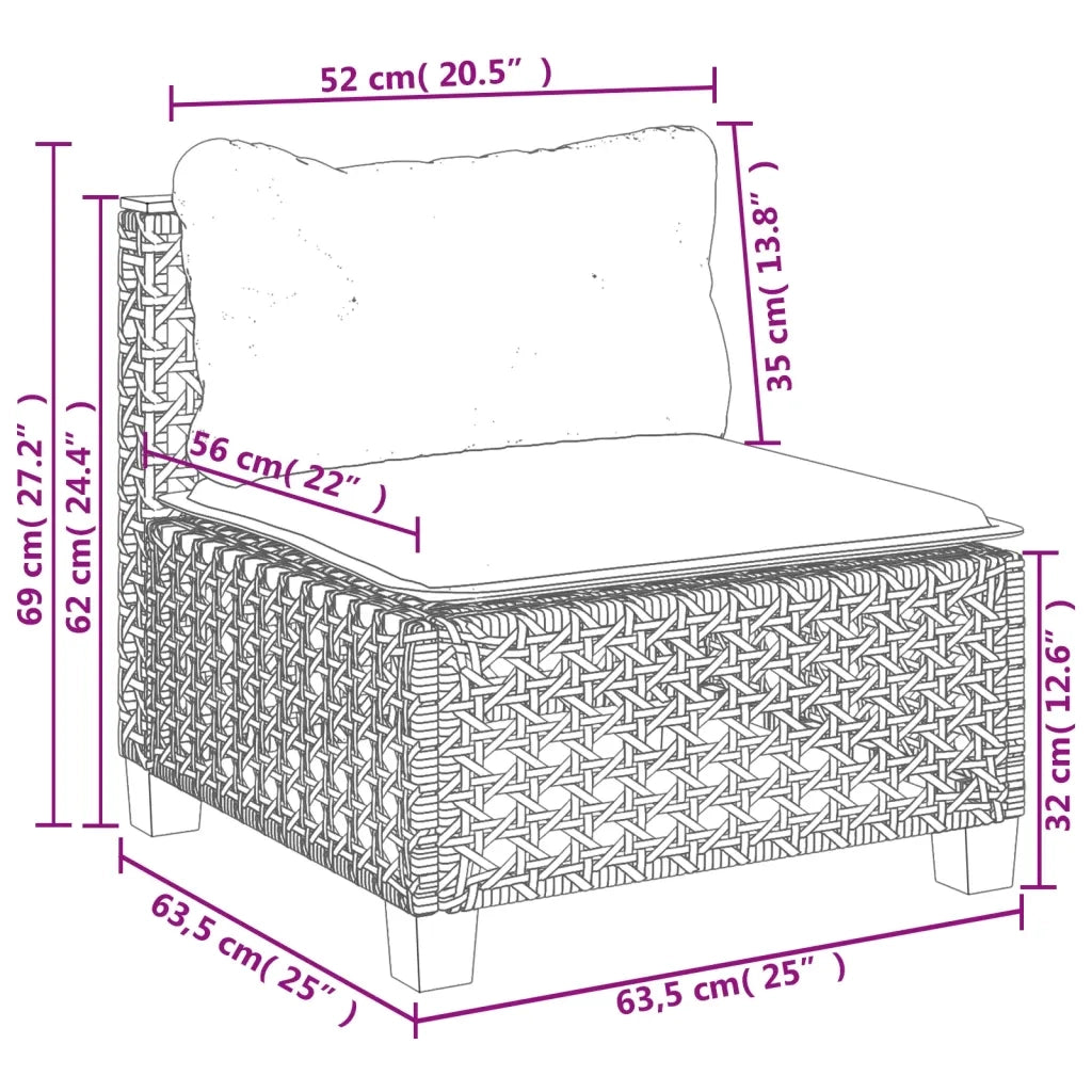 Set Divani da Giardino con Cuscini 7pz Nero Polyrattan 3261746