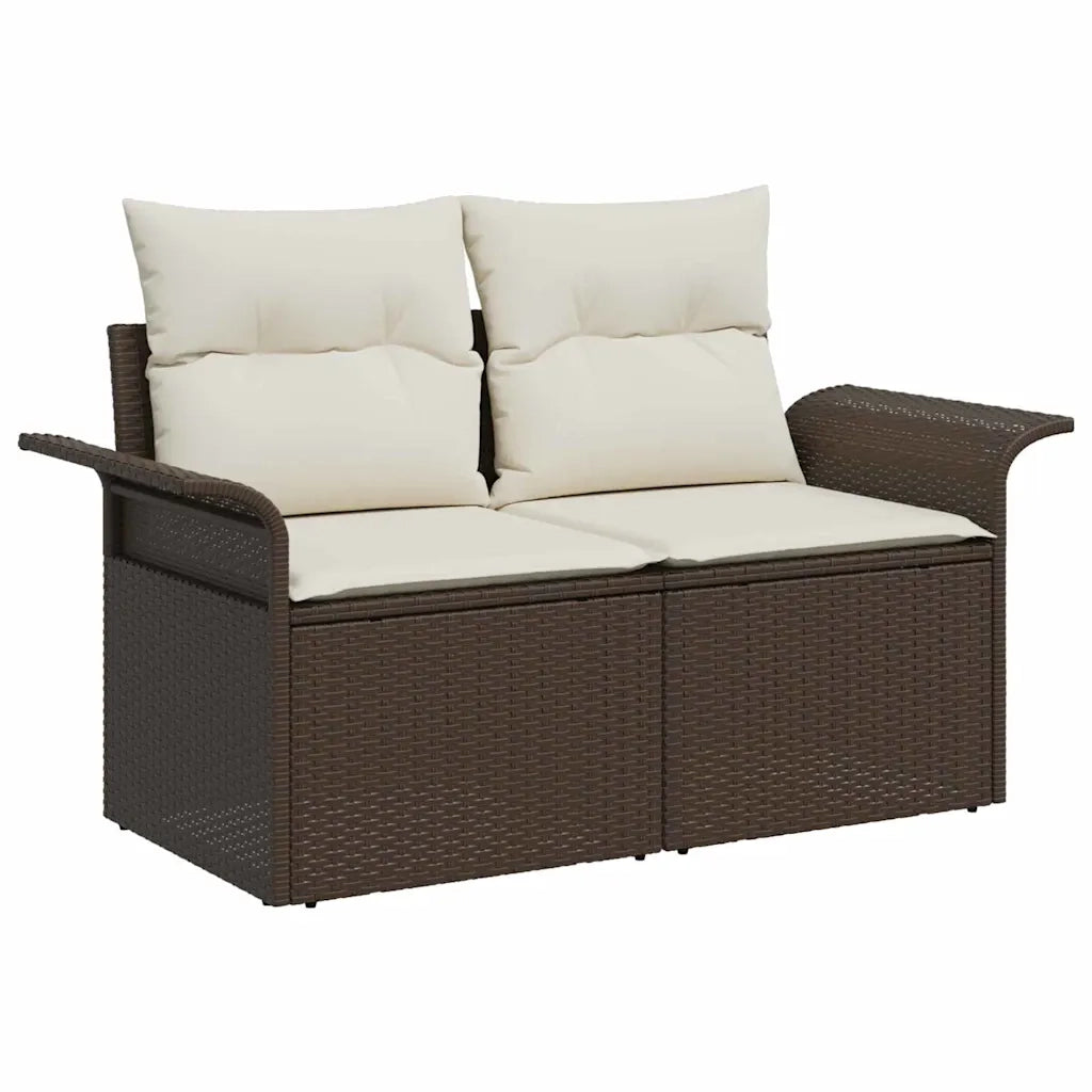 Set Divano da Giardino con cuscino 9 pcs Grigio Poly Rattan