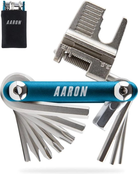 Multitool 20 in 1 - acciaio inossidabile/aluminium - pieghevole - attrezzi per bicicletta mini - blu