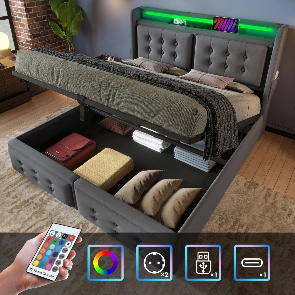 Letto imbottito 160x200 con testiera LED