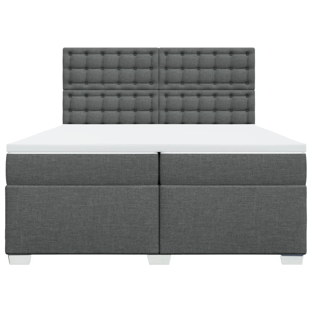Giroletto a Molle con Materasso Grigio Scuro 200x200 cm Tessuto