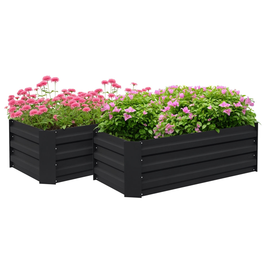 2 Pezzi Tavolo da Giardino ¨C Minimal ¨C Nero Acciaio 100x50x30 cm