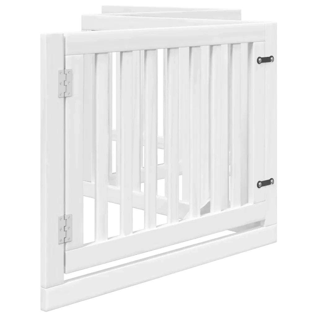 Cancello Cani Porta Pieghevole Bianco 4 Pannelli 320 cm Pioppo CFW5328543