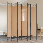Divisore per Stanza | Paravento | Divisorio Ambienti a 6 Pannelli Beige 240 x 220 cm Tessuto