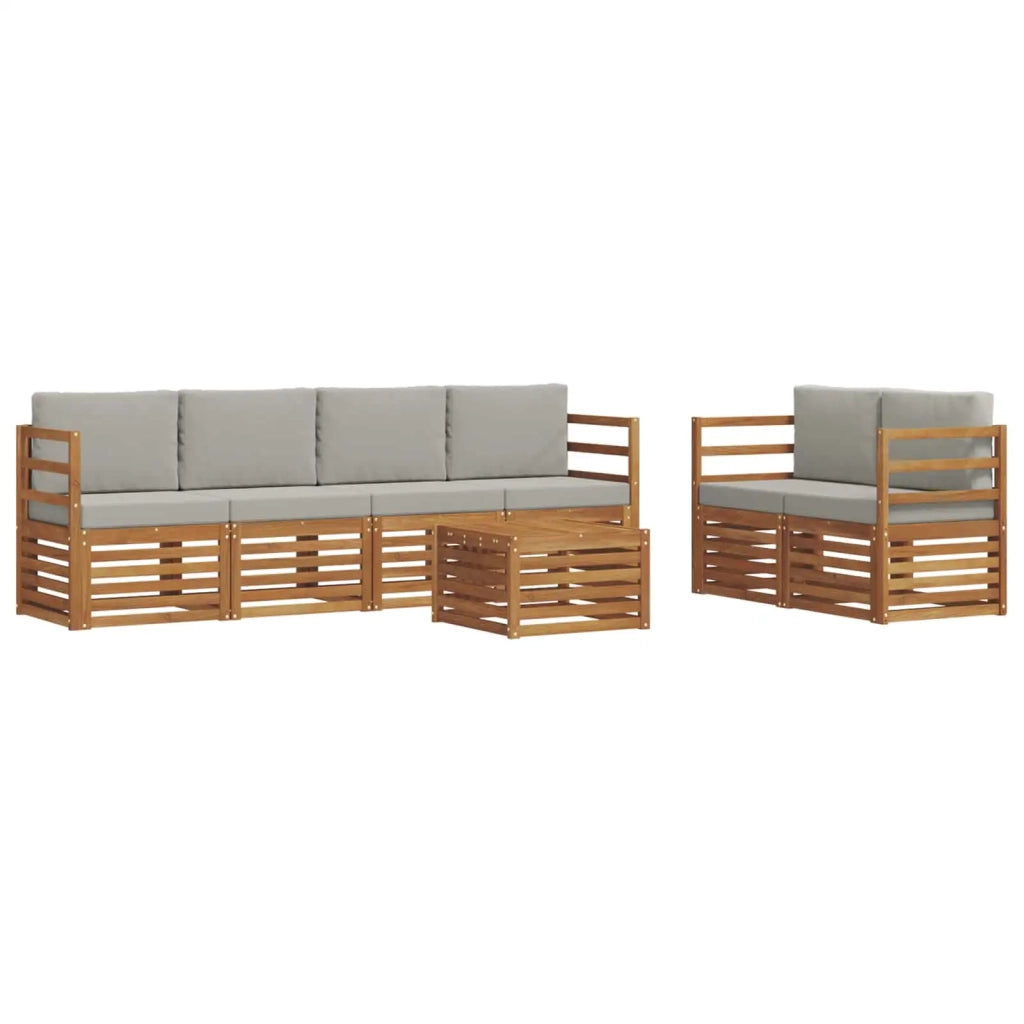 Set di divani da esterno 7 pcs Grigio Naturale e Chiaro 3374391