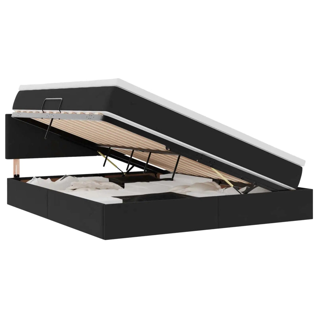Letto con contenitore e LED con led Nero 180 x 200 cm Velluto