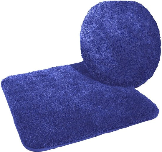 Kit di asciugamani per bagno a microfibra, 2 pezzi, asciugamano per WC 47 x 50 cm e tappeto da bagno senza spazio per tubi 50 x 55 cm, blu reale