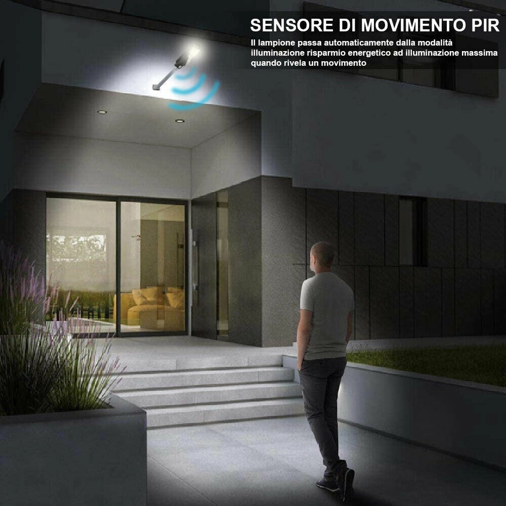 Trade Shop - Lampione Stradale Faro Led 60w Solare Luce Esterno Sensore Movimento Telecomando -