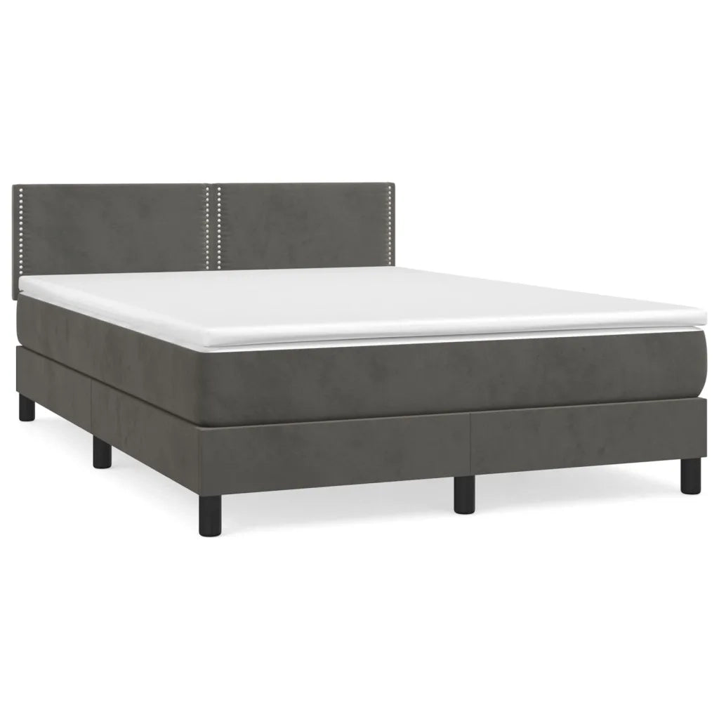 Giroletto a Molle con Materasso Grigio Scuro 140x190 cm Velluto 3141240