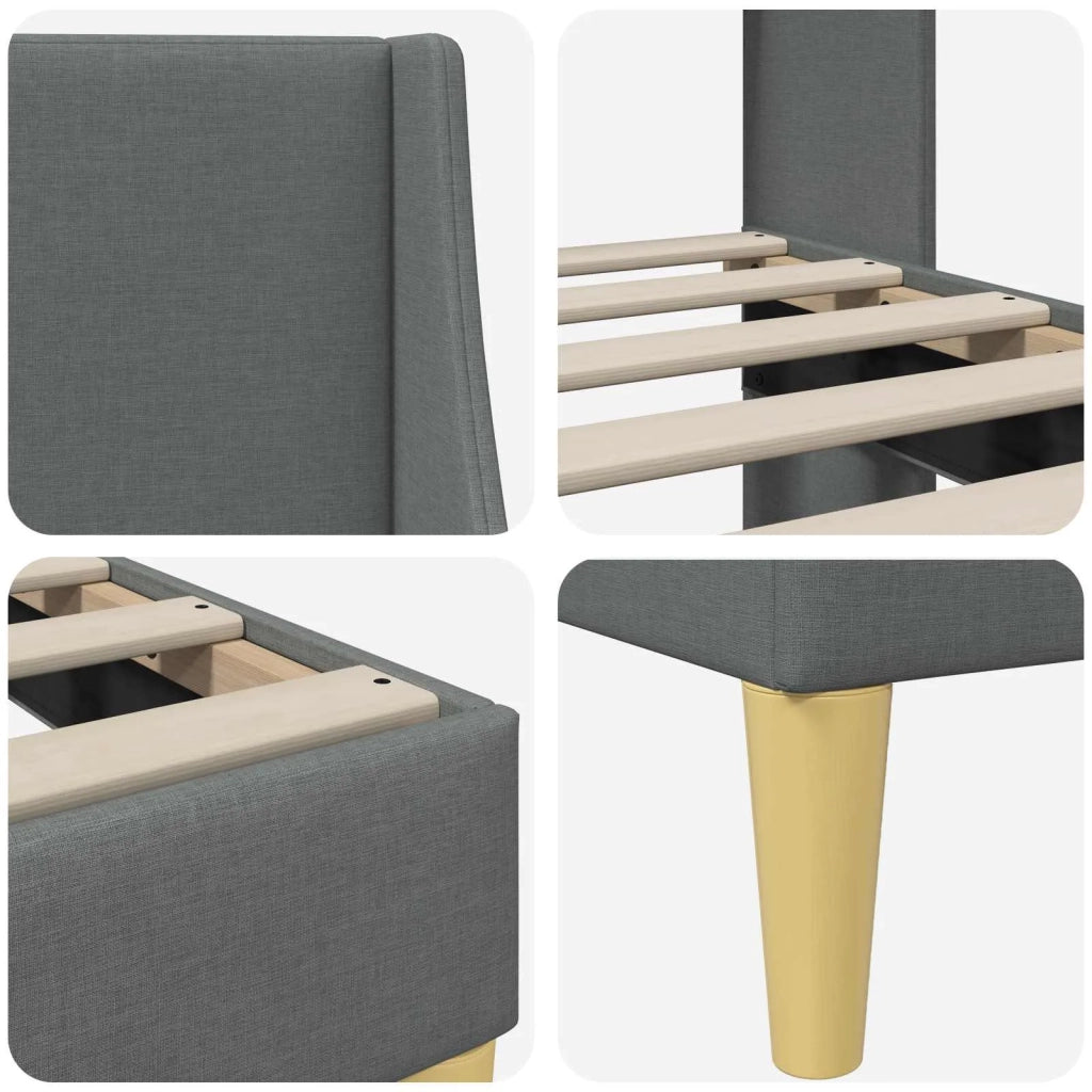 Struttura del letto Grigio scuro 100 x 200 cm Tessuto 42027328