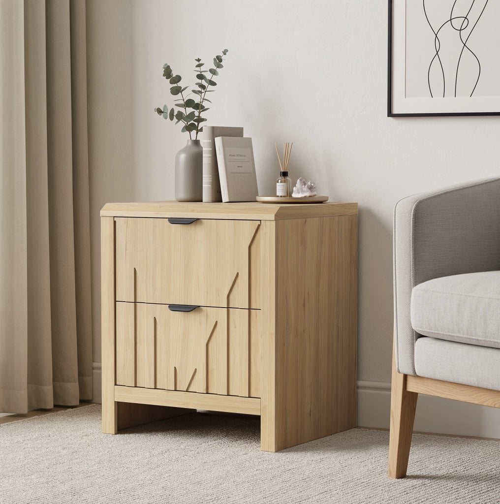Comodino ULEVR 64x46,5x18 cm effetto rovere con cassetto chiuso e piano d¡¯appoggio