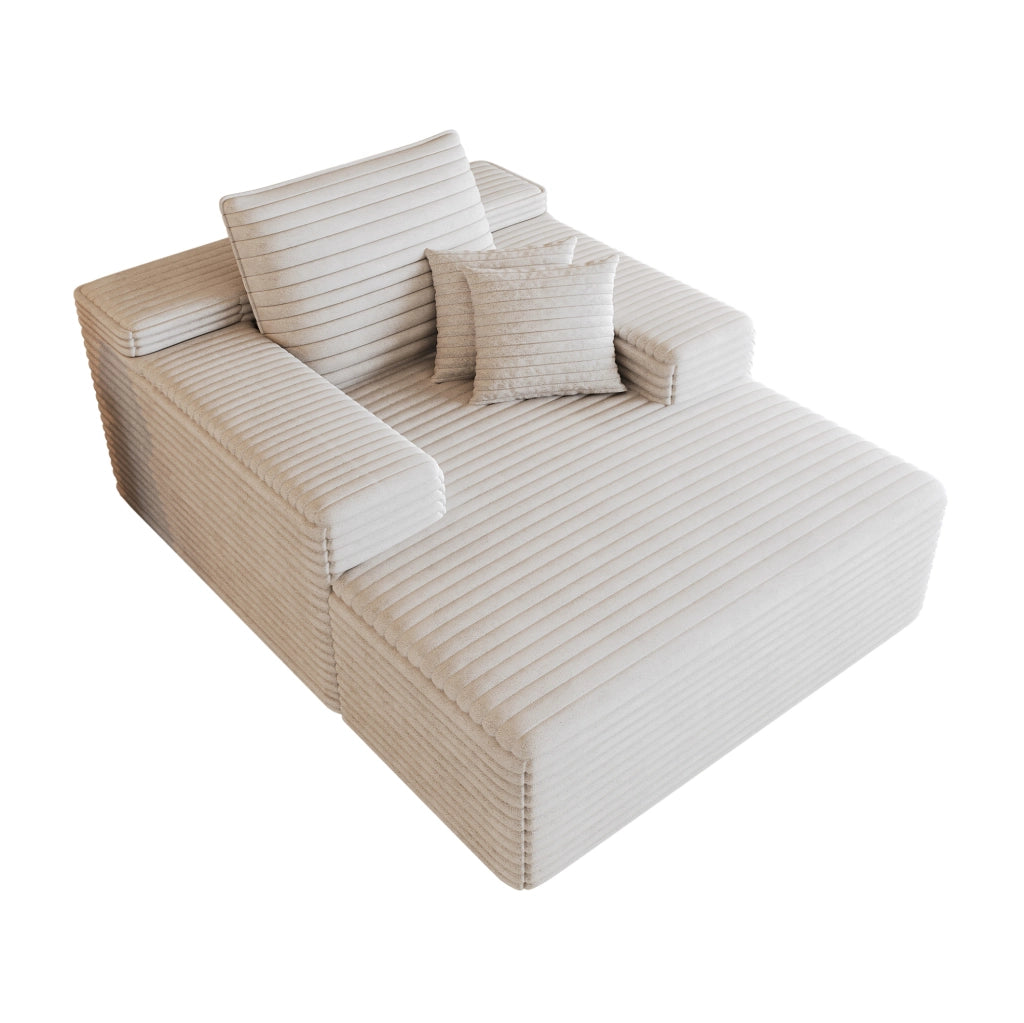 Divano in tessuto con seduta ampia e design modulare, bianco