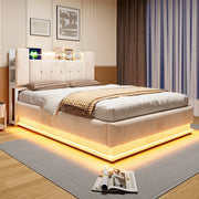 letto imbottito velluto beige 142 x 220 cm