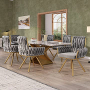 Set 6 Sedie da Pranzo in Velluto ¨C Minimal ¨C Grigio, Gambe in Metallo, Girevole, Imbottite