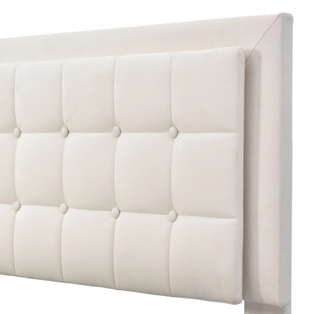 Letto matrimoniale imbottito 180x200 cm con rete a doghe, contenitore e striscia LED bianca in ecopelle senza materasso